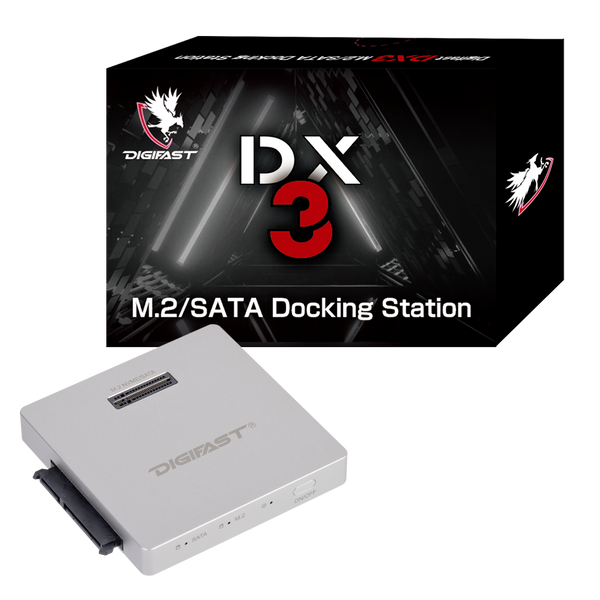Digifast DX3 M.2 SSD/2.5" SATA SSD Docking Base Ultra High Speed Read and Write - Silver