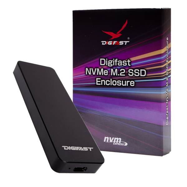 Digifast M.2 NVMe SSD Enclosure, USB3.1 GEN2 Type-C (10 Gbps), Aluminum - Black